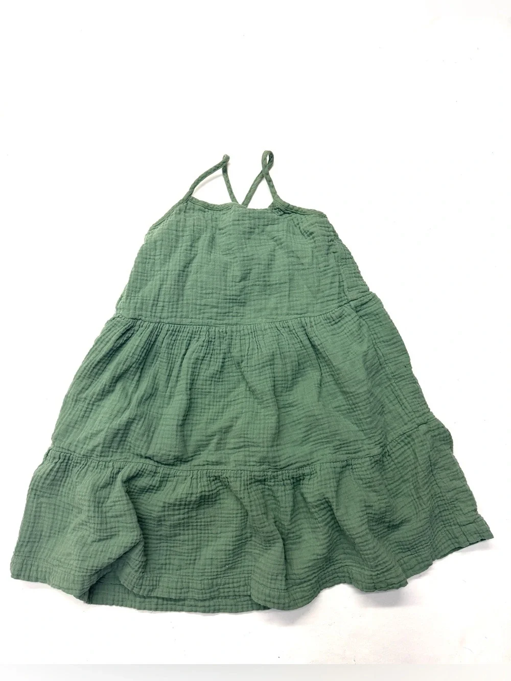 Gap Kids Sage Green Tiered Cotton Gauze Girls' Tank Dress Sundress